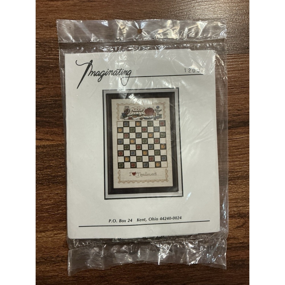 Imaginating Cross Stitch Kit I ❤️ NEEDLEWORK #1200 Checkerboard Pattern